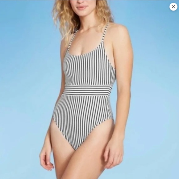Target Shade & Shore Stripe Ribbed-Knit One Piece Swimsuit - Picture 2 of 7